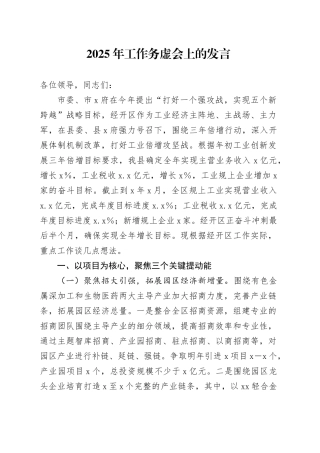 2025年工作务虚会上的发言