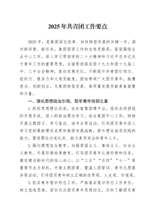 2025年共青团工作要点