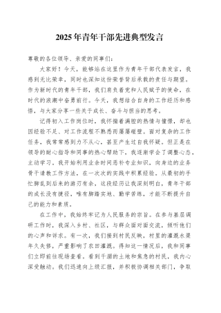 2025年青年干部先进典型发言