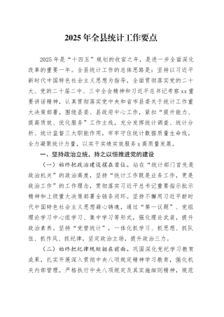 2025年全县统计工作要点