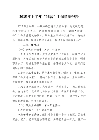 2025年上半年“群腐”工作情况报告