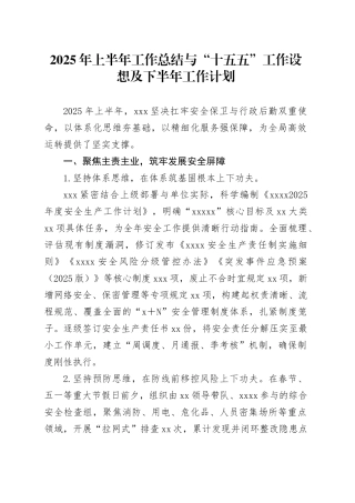 2025年上半年工作总结与“十五五”工作设想及下半年工作计划