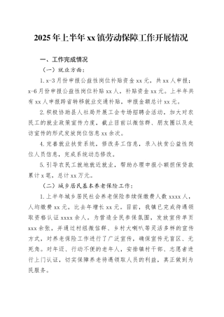 2025年上半年镇劳动保障工作开展情况