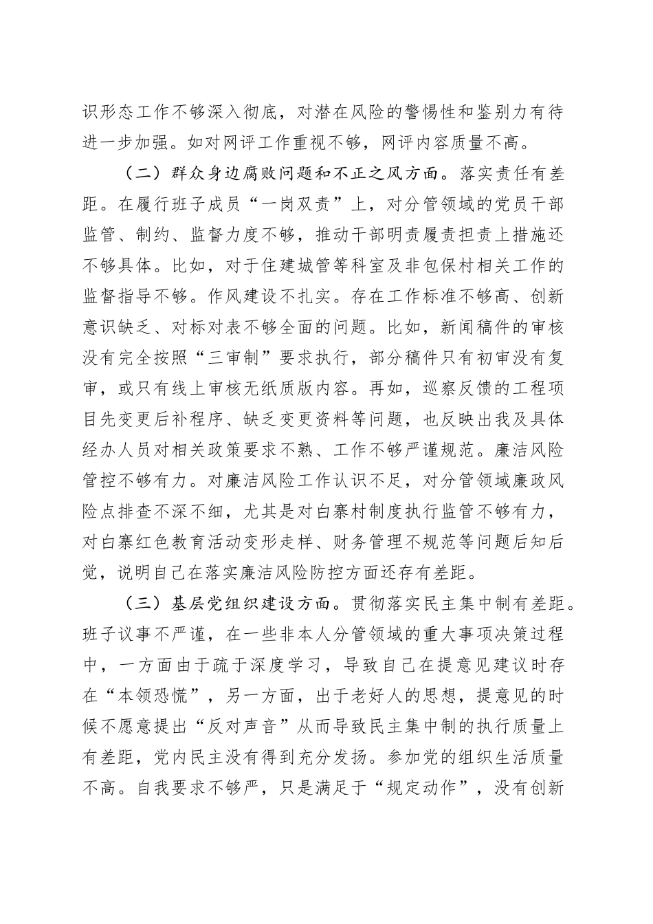 2025年乡党委宣传委员巡察整改专题民主生活会个人发言提纲_第2页