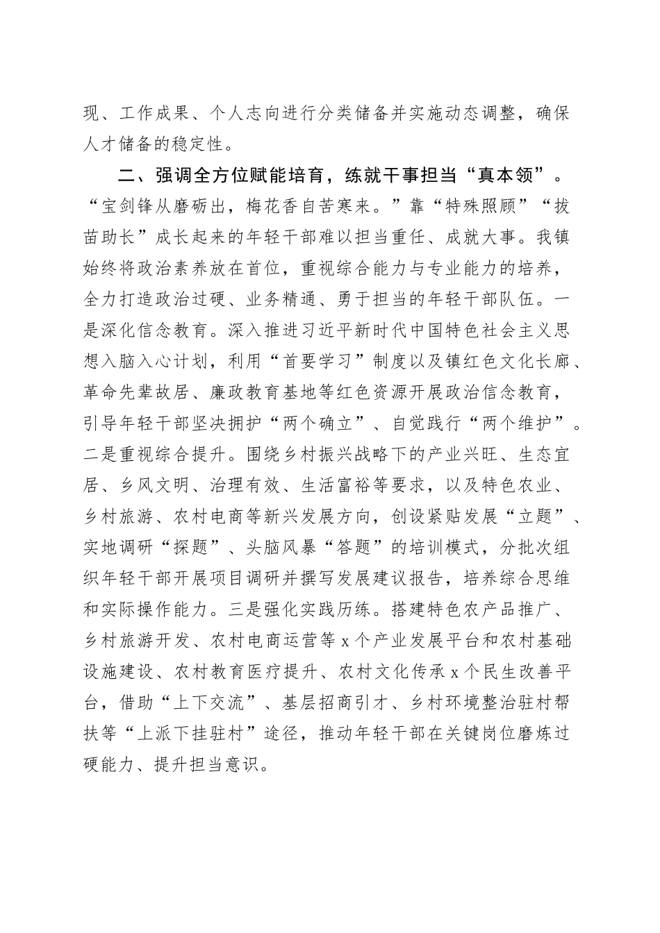 2025年乡镇街道年轻干部队伍建设经验交流_第2页