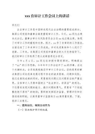 XXX在审计工作会议上的讲话