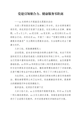 XX支部牵头开展基层志愿服务活动