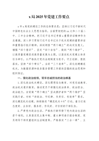 X局2025年党建工作要点