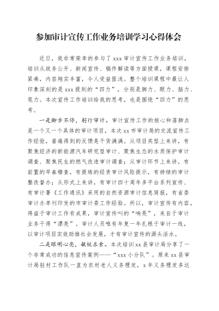 参加审计宣传工作业务培训学习心得体会