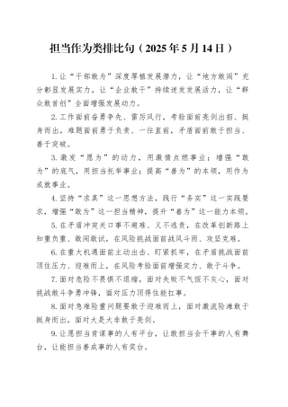 担当作为类排比句（2025年5月14日）