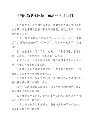 担当作为类排比句（2025年7月30日）