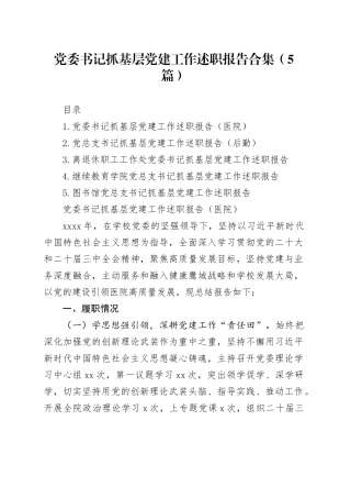 党委书记抓基层党建工作述职报告合集（5篇）