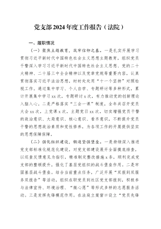 党支部2024年度工作报告（法院）