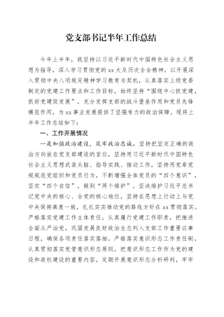 党支部书记半年工作总结