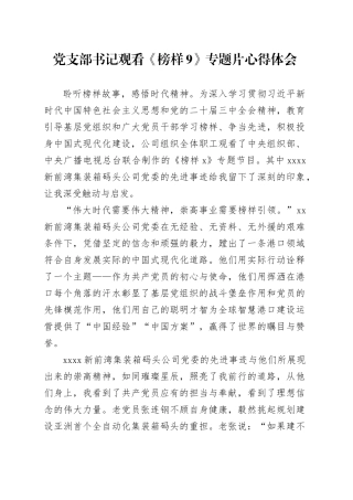 党支部书记观看《榜样9》专题片心得体会