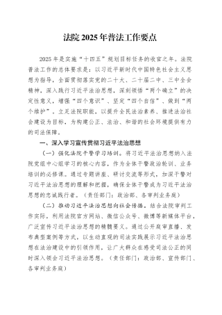 法院2025年普法工作要点