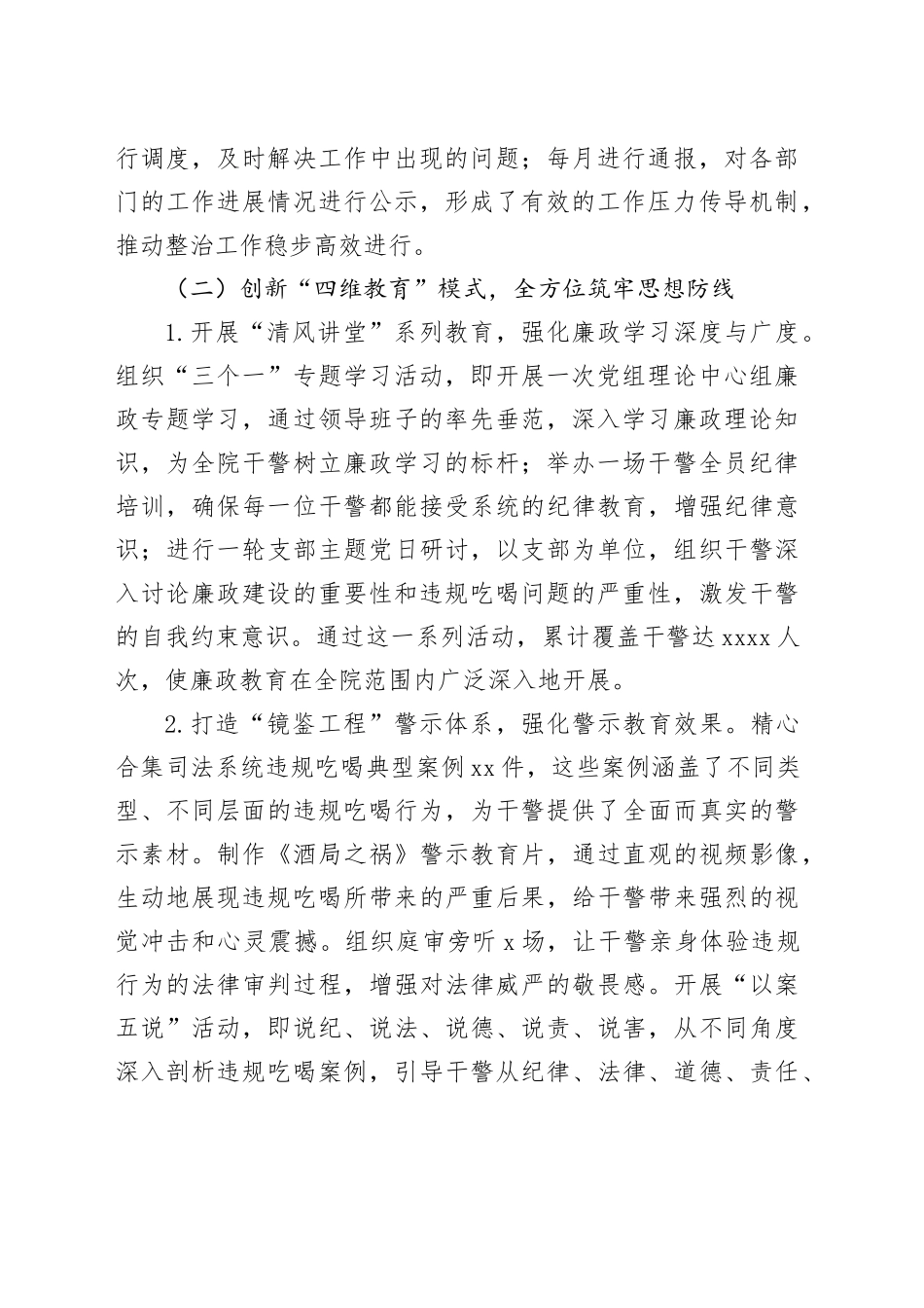 法院2025年违规吃喝问题专项整治工作总结报告_第2页