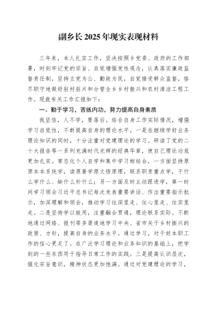 副乡长2025年现实表现材料