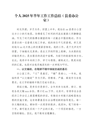 个人2025年半年工作工作总结（县委办公室）