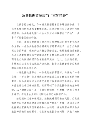 公共数据资源应当“富矿精开”