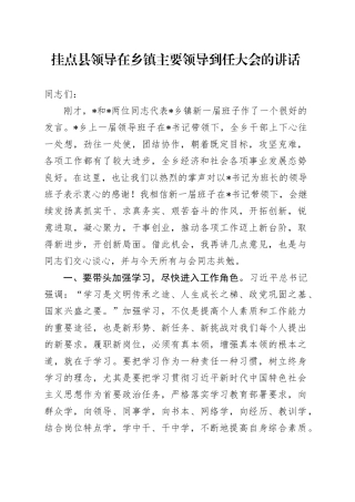 挂点县领导在乡镇街道主要领导到任大会的讲话