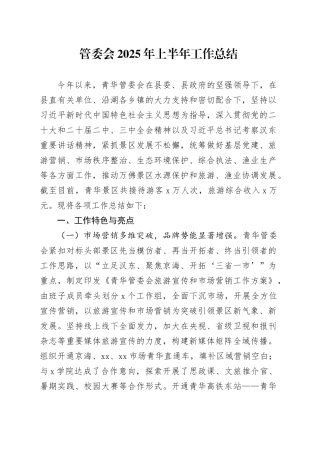 管委会2025年上半年工作总结
