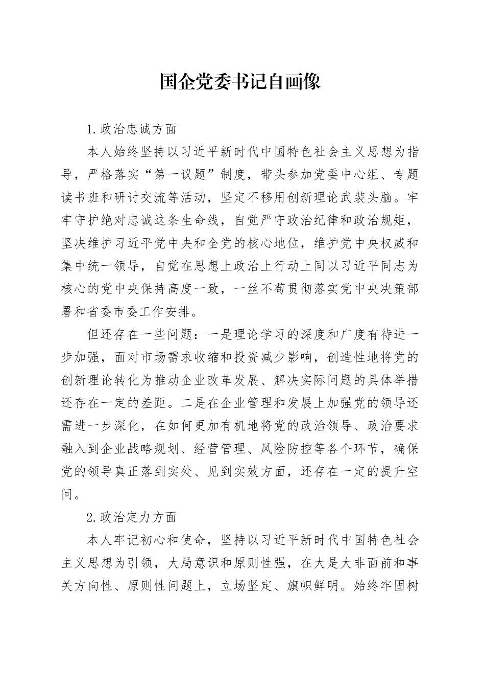 国企党委书记自画像_第1页
