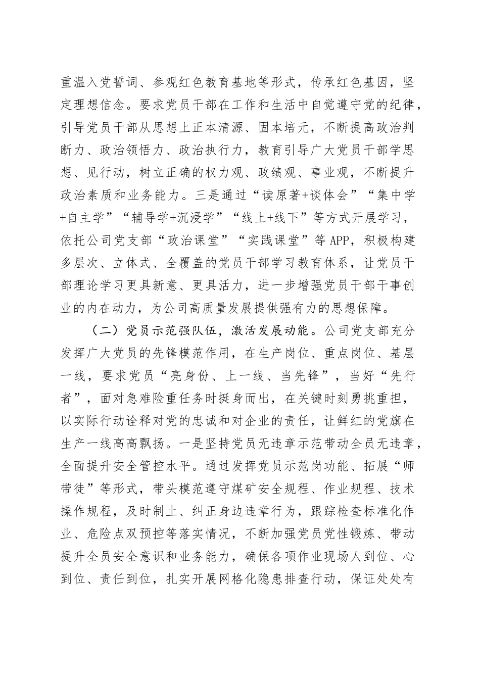 国企党支部上半年落实全面从严治党主体责任工作情况报告_第2页
