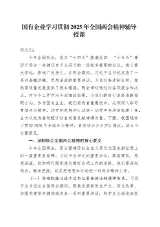 国有企业学习贯彻2025年全国两会精神辅导授课