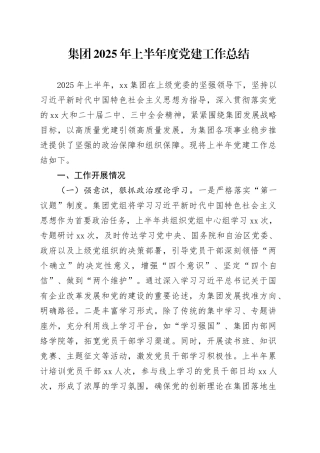 集团2025年上半年度党建工作总结