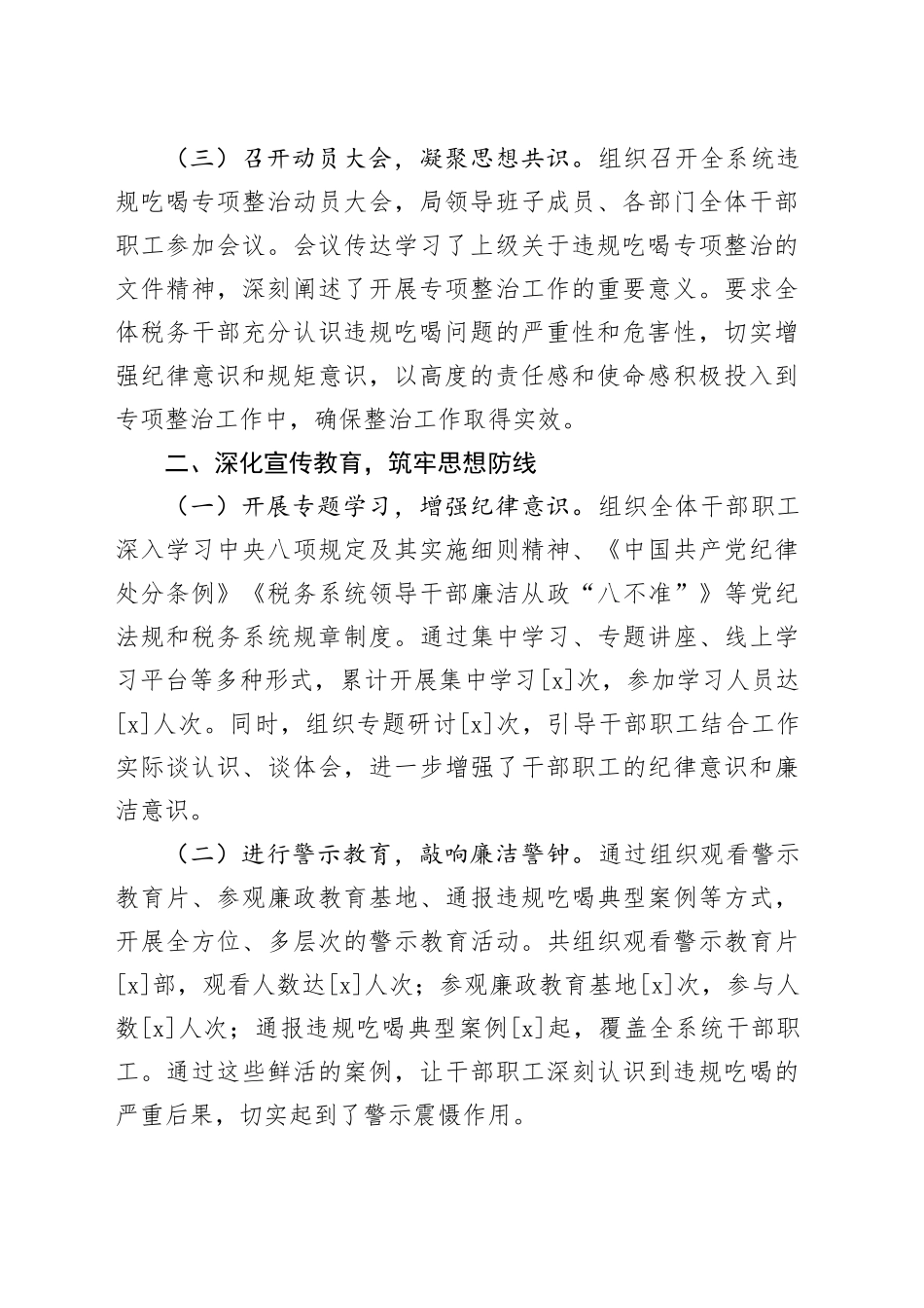 税务局2025年违规吃喝专项整治工作总结_第2页