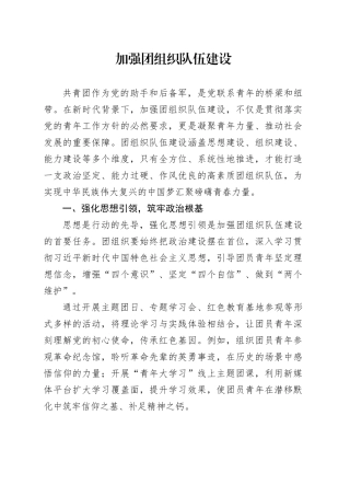 加强团组织队伍建设