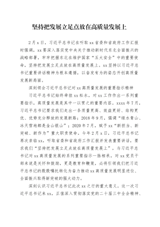 坚持把发展立足点放在高质量发展上