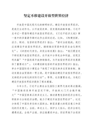 坚定不移建设开放型世界经济