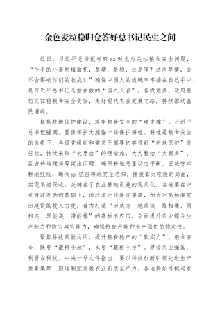 金色麦粒稳归仓答好总书记民生之问