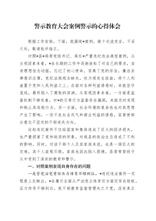 警示教育大会案例警示的心得体会