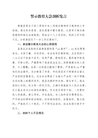 警示教育大会剖析发言
