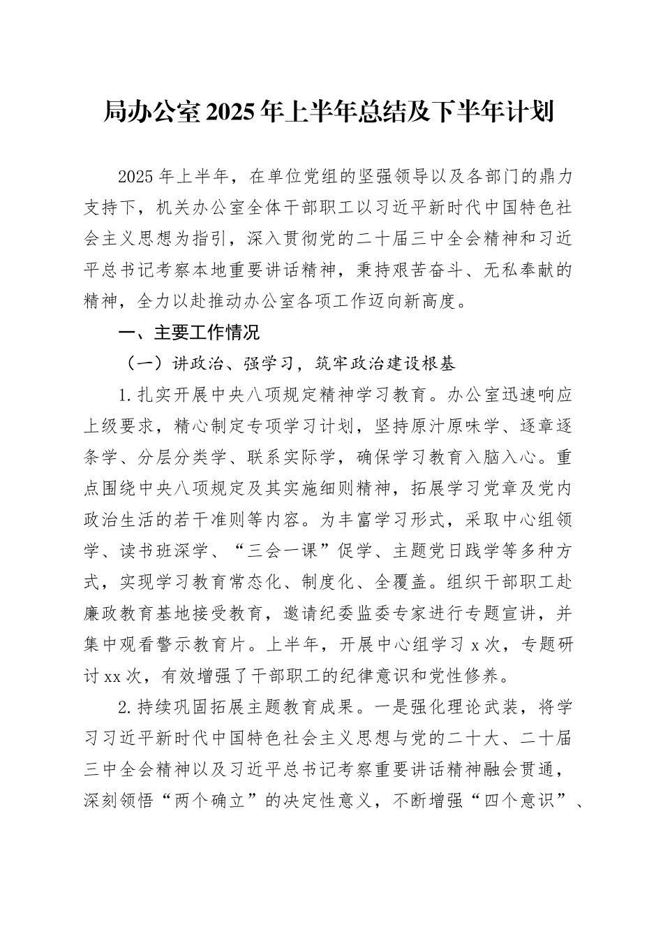 局办公室2025年上半年总结及下半年计划_第1页