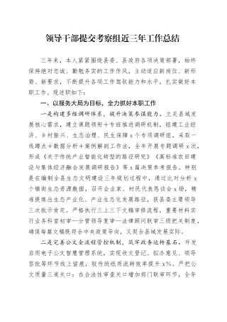 领导干部提交考察组近三年工作总结
