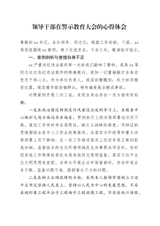 领导干部在警示教育大会的心得体会