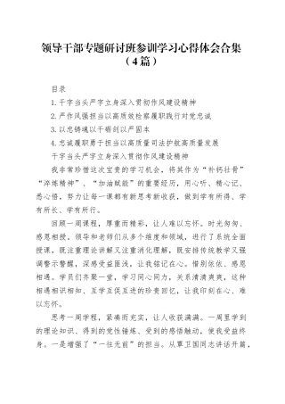 领导干部专题研讨班参训学习心得体会
