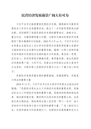 民营经济发展前景广阔大有可为