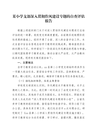 某小学支部深入贯彻作风建设专题的自查评估报告