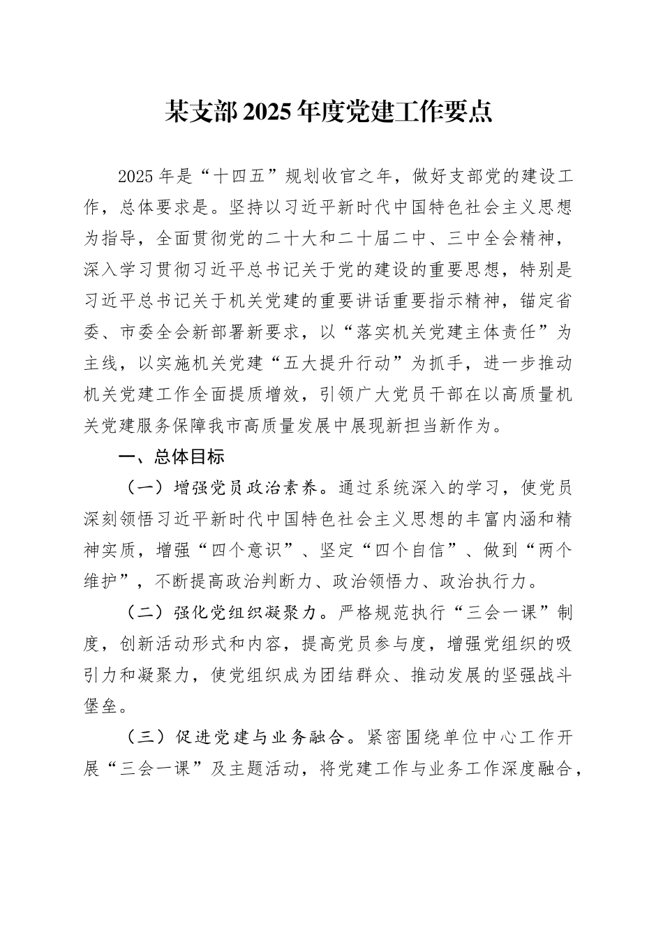 某支部2025年度党建工作要点_第1页