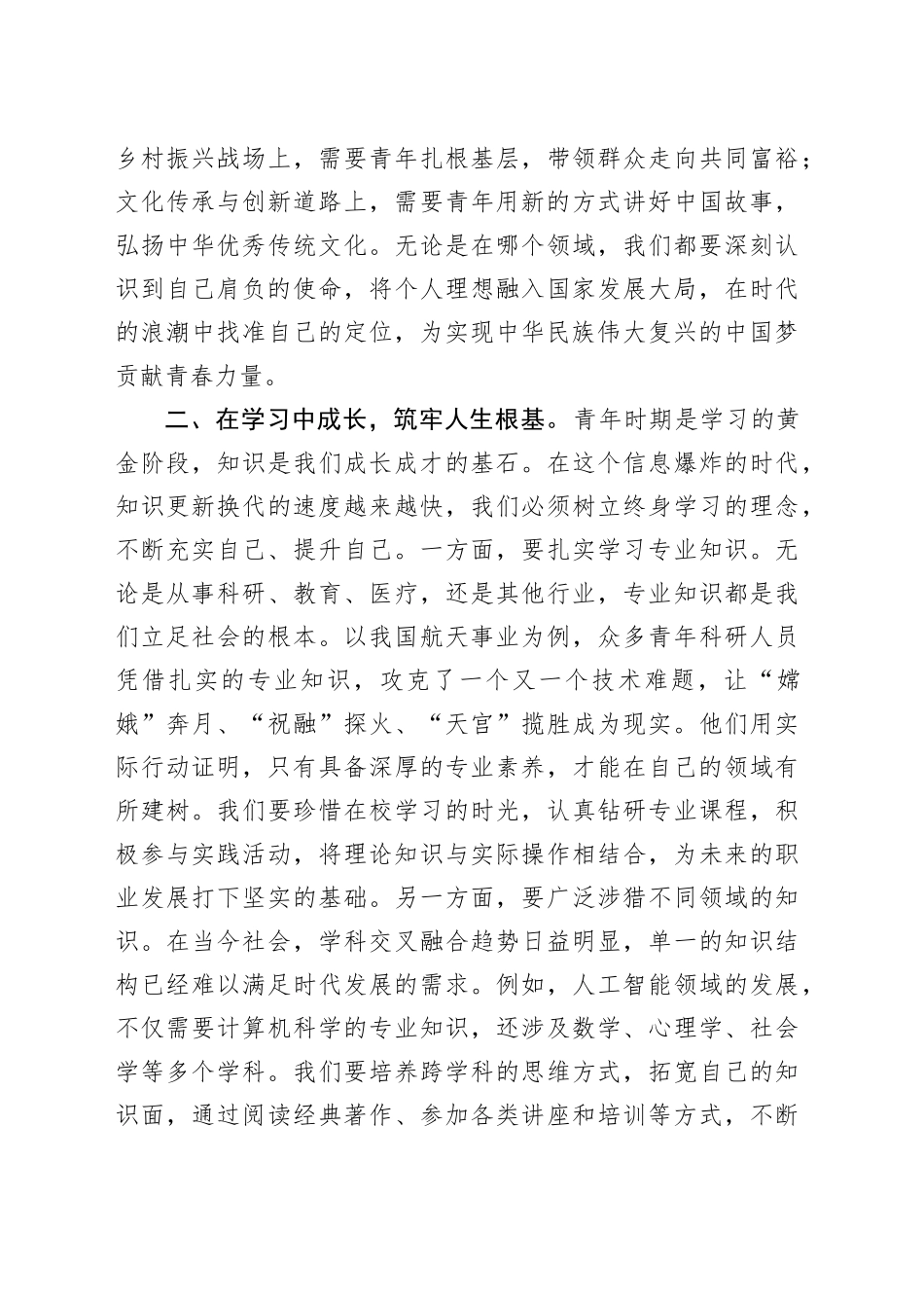 年轻干部在2025年青年座谈会上的发言_第2页