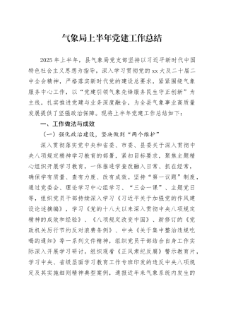 气象局上半年党建工作总结