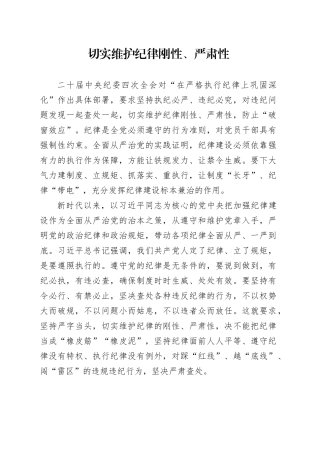 切实维护纪律刚性、严肃性