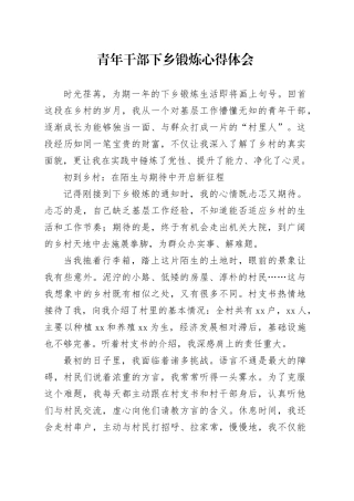 青年干部下乡锻炼心得体会