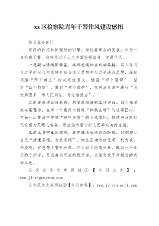 区检察院青年干警作风建设感悟