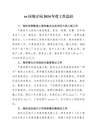 区统计局2024年度工作总结